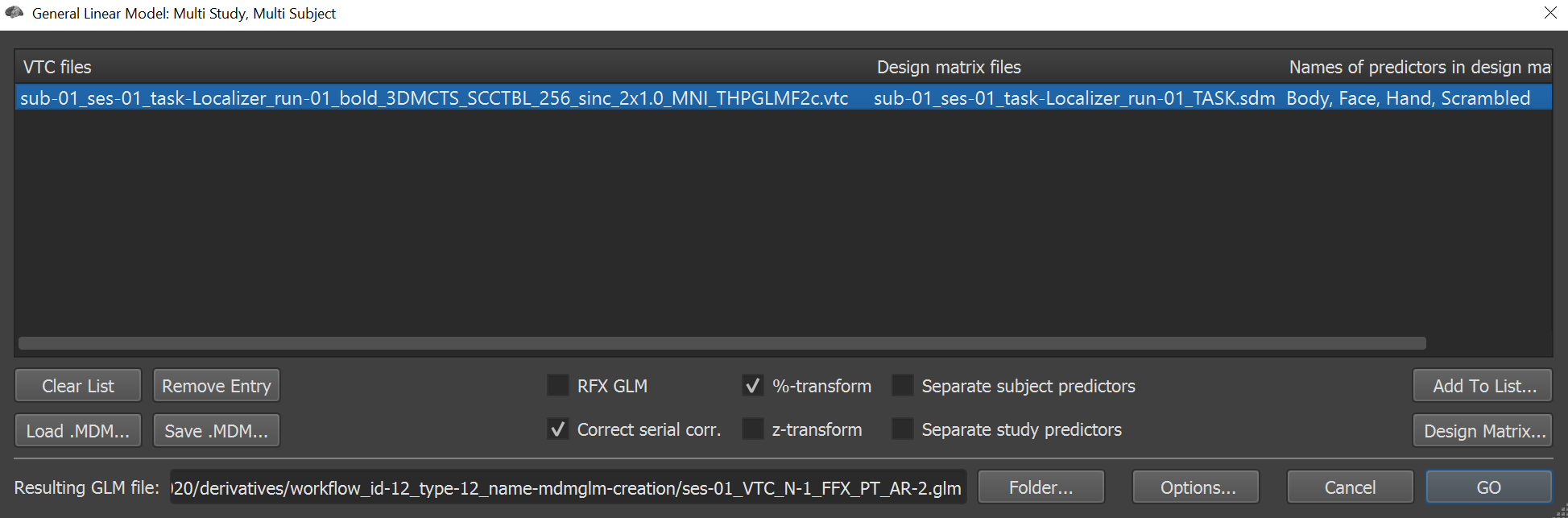 Fixed Effects Analysis (FFX)