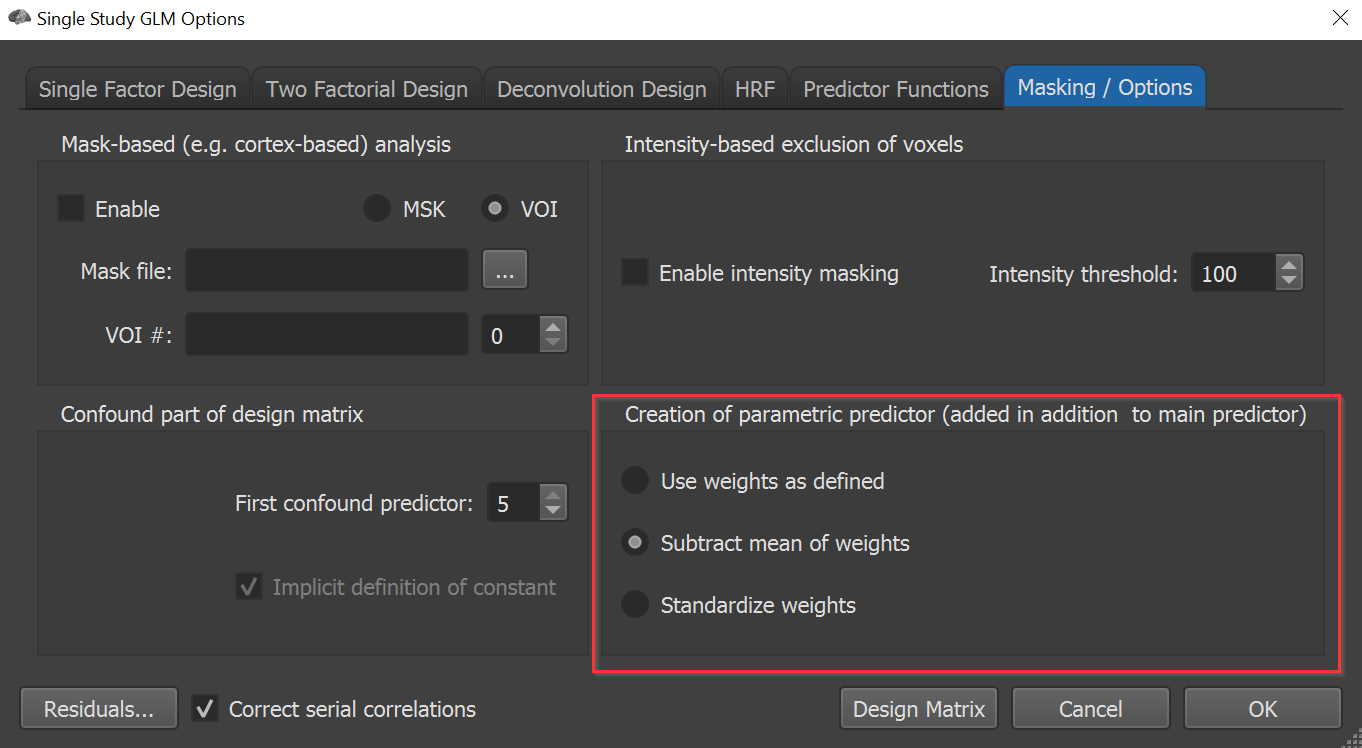 GLM and Parametric Modulation of Predictors